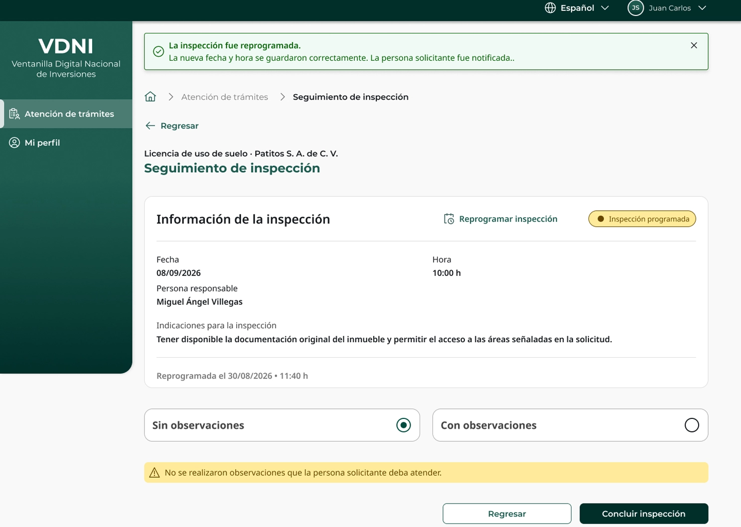 Formulario VDNI per la revisione mediante evidenze